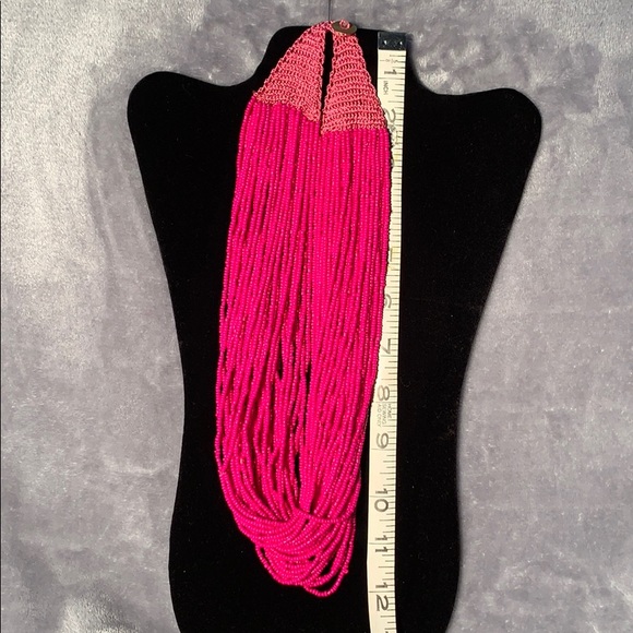 Multi-strand Fuchsia Beaded Necklace - Picture 7 of 8